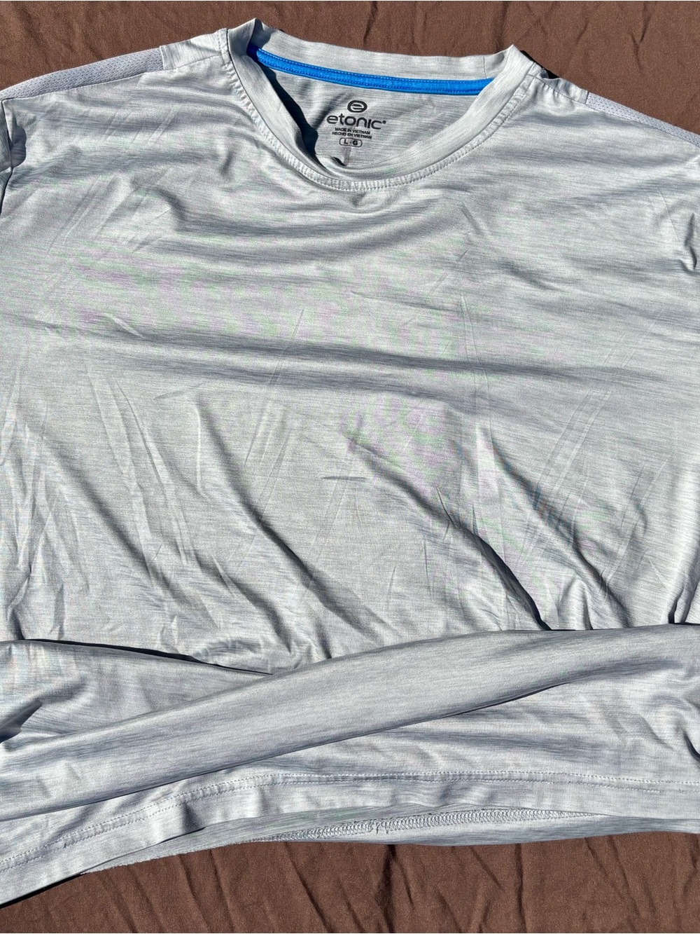Eton Men's Light Gray Crew Neck Short Sleeve Performance Tee (Not cotton) size L